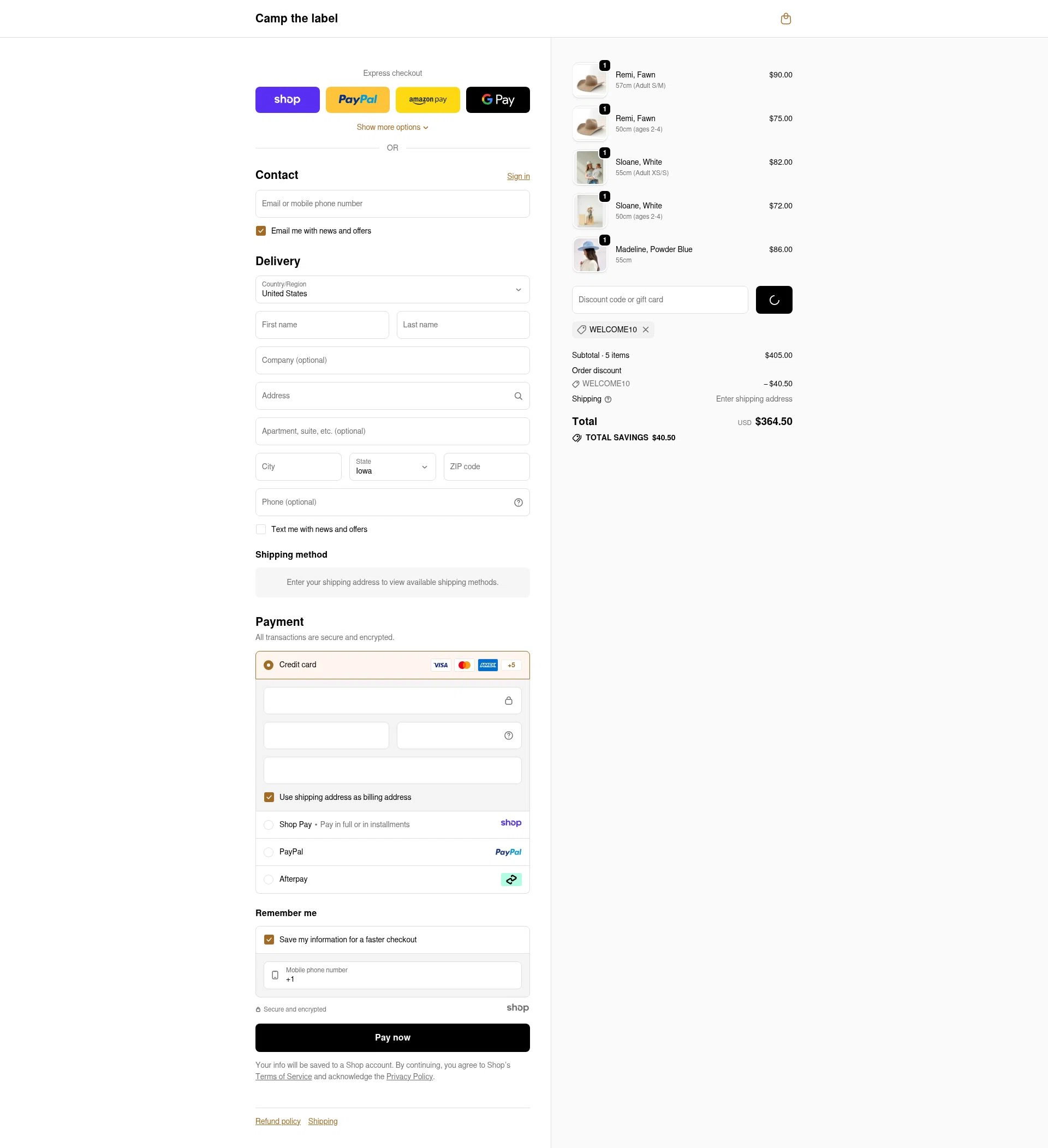 Camp the label checkout page showing Camp the label promo code box | Screenshot taken by SimplyCodes community member on Dec 22, 2025