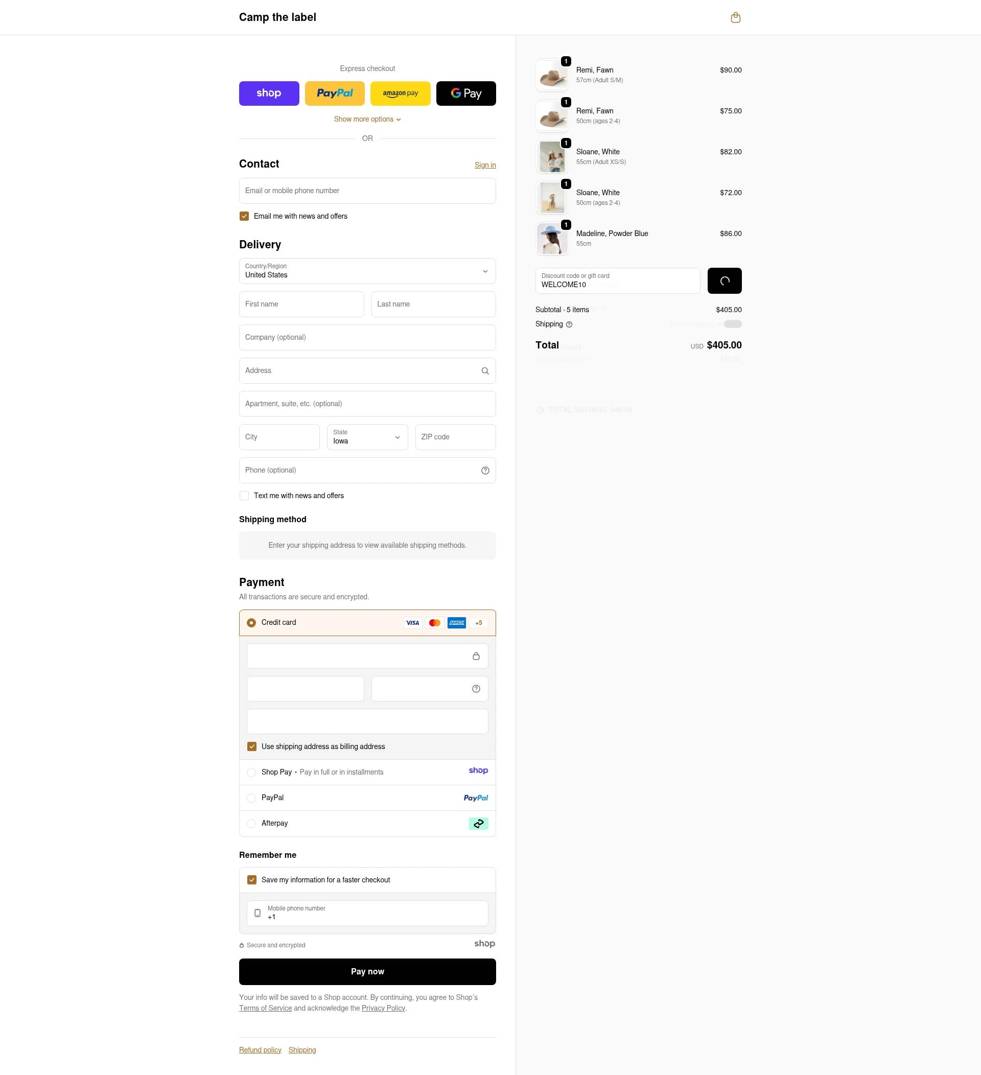 Camp the label checkout page showing Camp the label promo code box | Screenshot taken by SimplyCodes community member on Jan 1, 2026