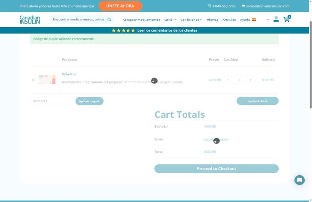 Canadian Insulin checkout page showing Canadian Insulin coupon code box | Screenshot taken by SimplyCodes community member on Aug 4, 2025