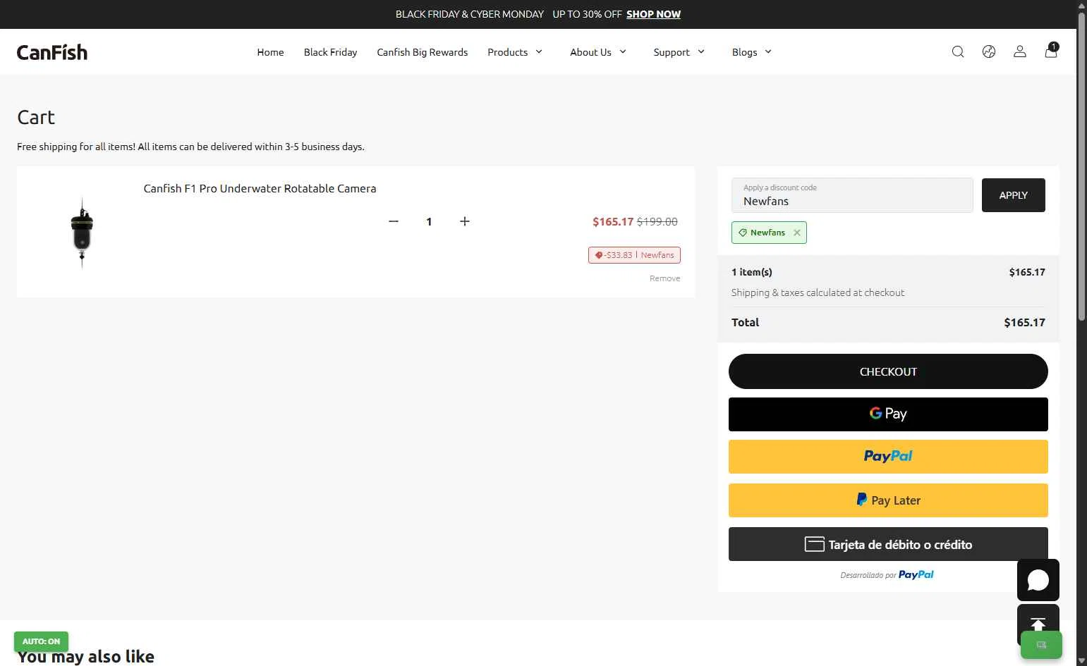 CanFish checkout page showing CanFish promo code box | Screenshot taken by SimplyCodes community member on Dec 6, 2025