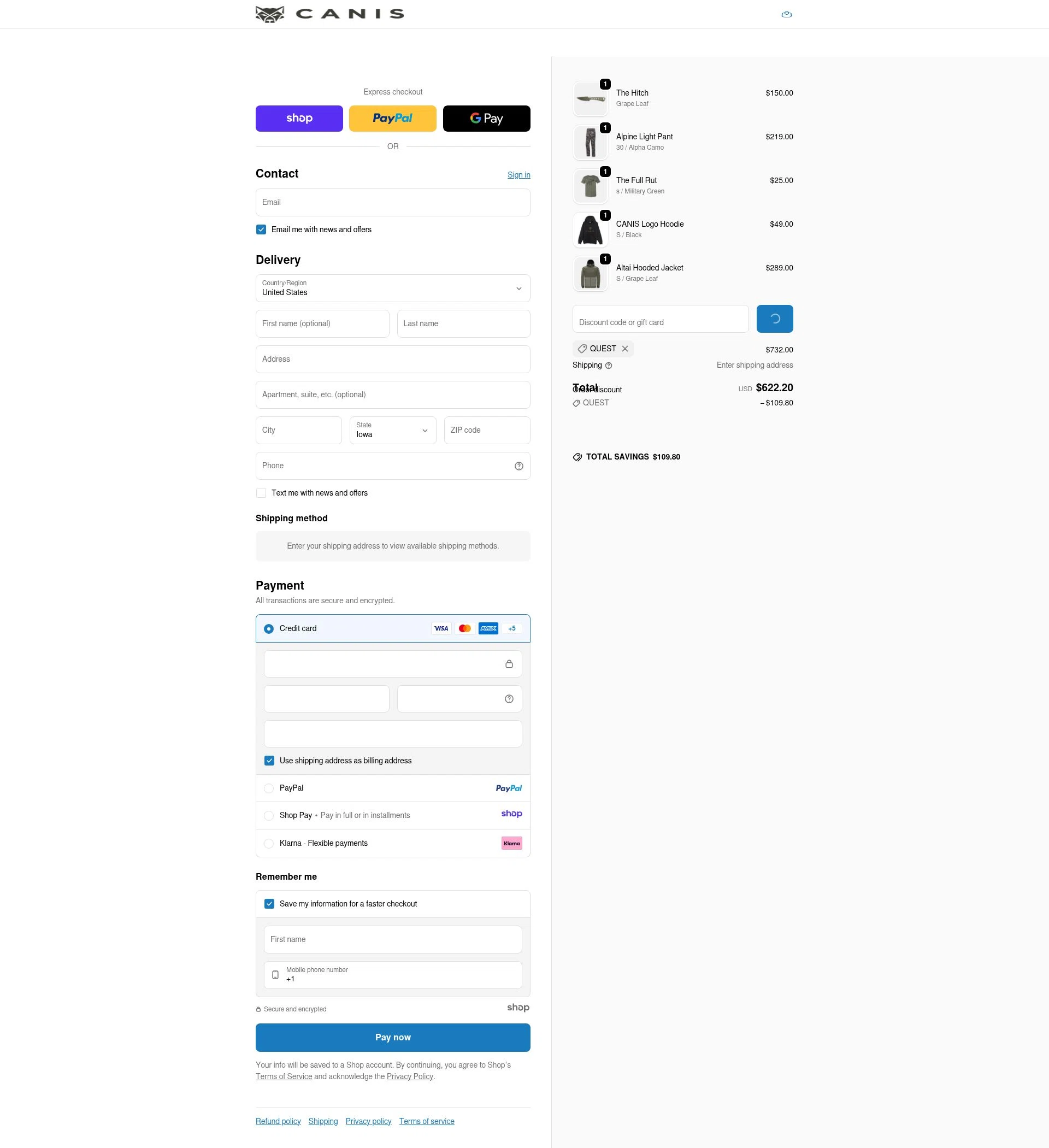 CANIS checkout page showing CANIS promo code box | Screenshot taken by SimplyCodes community member on Dec 23, 2025