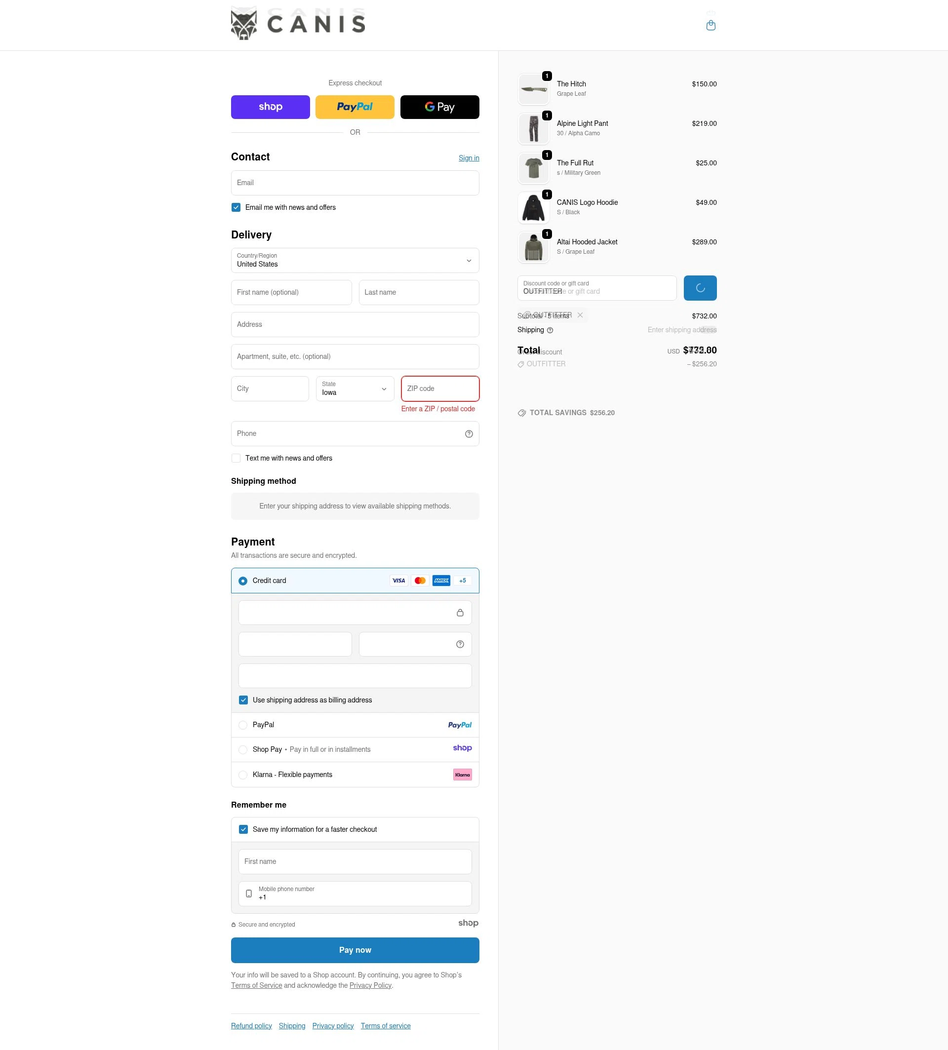 CANIS checkout page showing CANIS promo code box | Screenshot taken by SimplyCodes community member on Jan 1, 2026