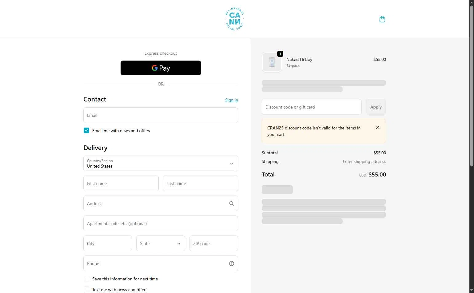 Cann checkout page showing Cann discount code box | Screenshot taken by SimplyCodes community member on Feb 6, 2026