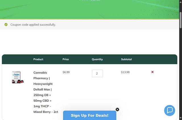Cannabis Pharmacy checkout page showing Cannabis Pharmacy coupon code box | Screenshot taken by SimplyCodes community member on Aug 22, 2025
