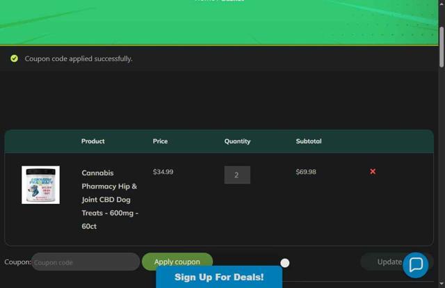 Cannabis Pharmacy checkout page showing Cannabis Pharmacy coupon code box | Screenshot taken by SimplyCodes community member on Aug 22, 2025