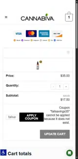 fallsavings35 coupon verification screenshot