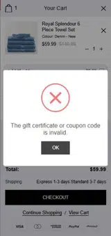 cyber15 coupon verification screenshot