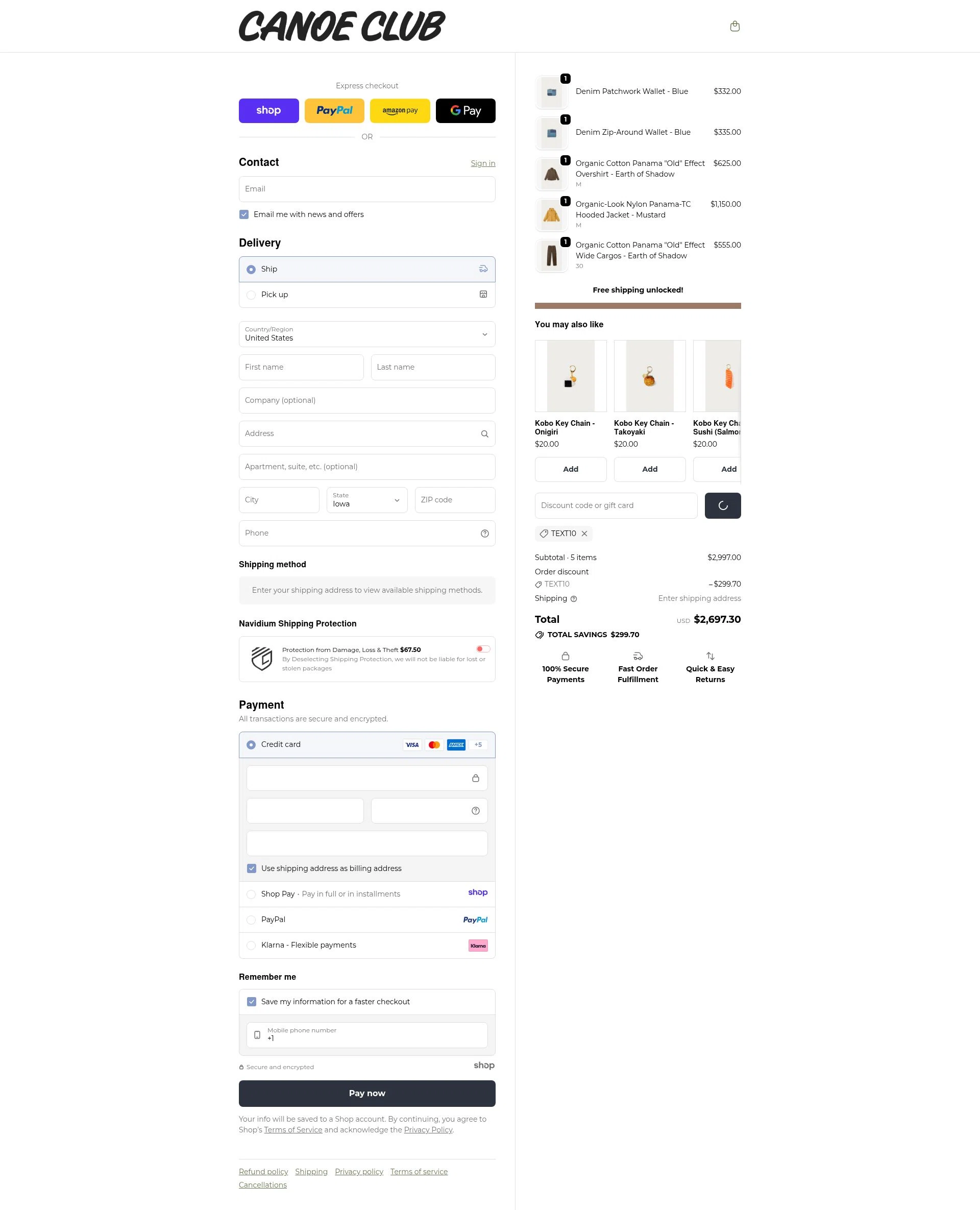 Canoe Club checkout page showing Canoe Club discount code box | Screenshot taken by SimplyCodes community member on Jan 2, 2026