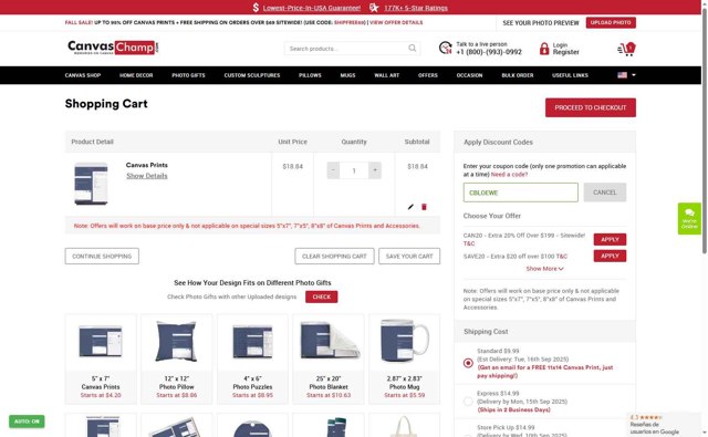 CanvasChamp checkout page showing CanvasChamp coupon code box | Screenshot taken by SimplyCodes community member on Sep 5, 2025