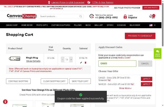 CanvasChamp checkout page showing CanvasChamp coupon code box | Screenshot taken by SimplyCodes community member on Sep 6, 2025