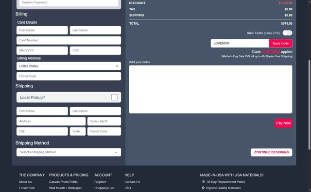 Canvas Press checkout page showing Canvas Press promo code box | Screenshot taken by SimplyCodes community member on Aug 13, 2025
