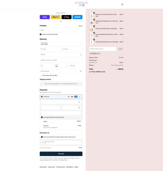 CANVAS Style checkout page showing CANVAS Style promo code box | Screenshot taken by SimplyCodes community member on Sep 11, 2025