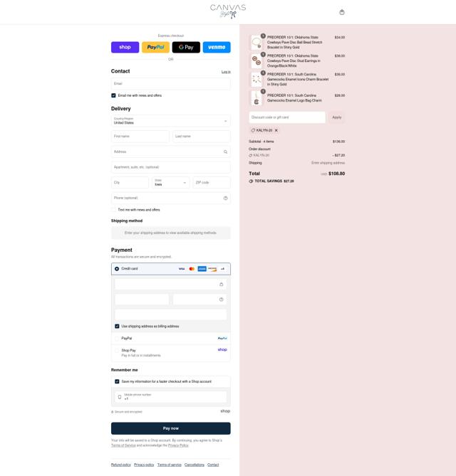 CANVAS Style checkout page showing CANVAS Style promo code box | Screenshot taken by SimplyCodes community member on Sep 7, 2025