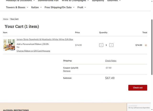 Capalbos checkout page showing Capalbos promo code box | Screenshot taken by SimplyCodes community member on Jul 8, 2025
