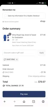 SAVE10NG coupon verification screenshot