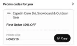 Capelin Crew coupon verification screenshot