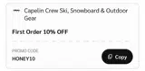 Capelin Crew coupon verification screenshot