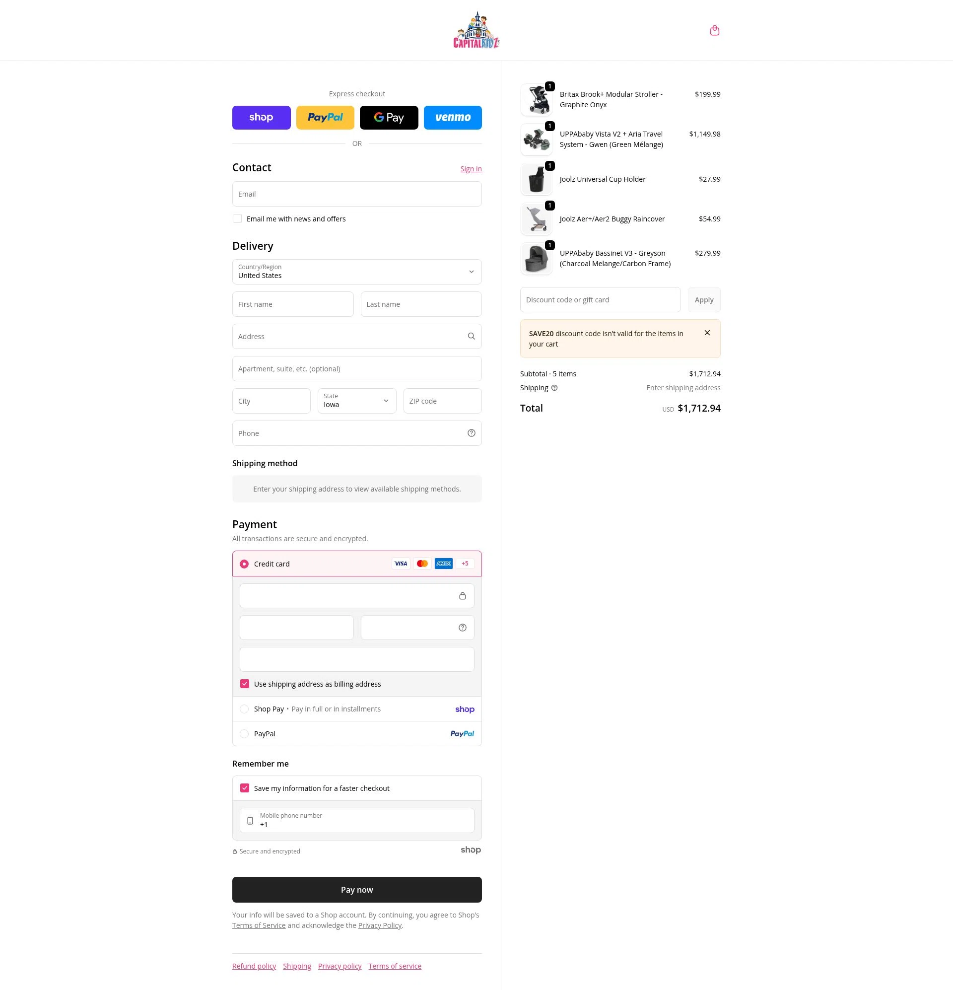 Capitalkidz checkout page showing Capitalkidz discount code box | Screenshot taken by SimplyCodes community member on Jan 26, 2026