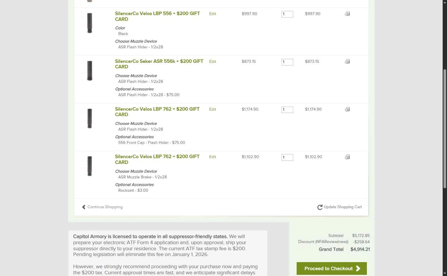 Capitol Armory checkout page showing Capitol Armory discount code box | Screenshot taken by SimplyCodes community member on Oct 17, 2025