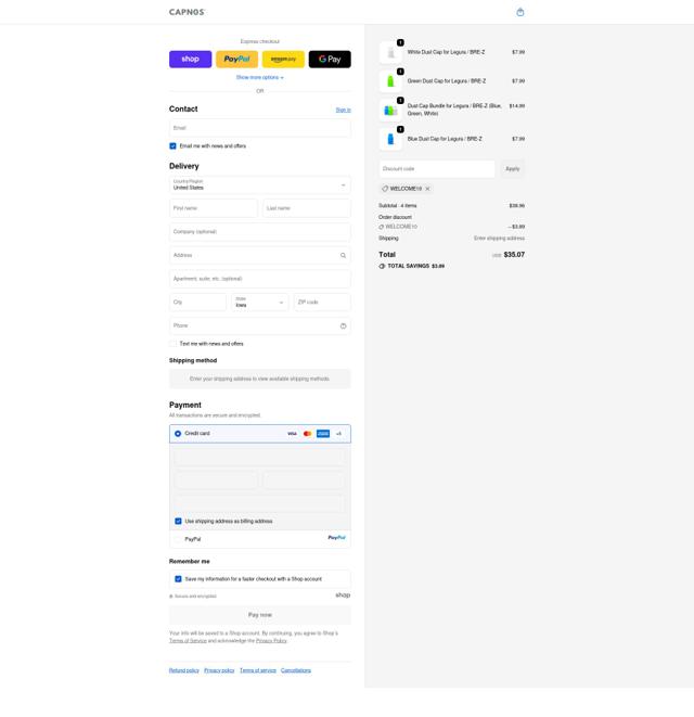 CAPNOS checkout page showing CAPNOS discount code box | Screenshot taken by SimplyCodes community member on Sep 20, 2025