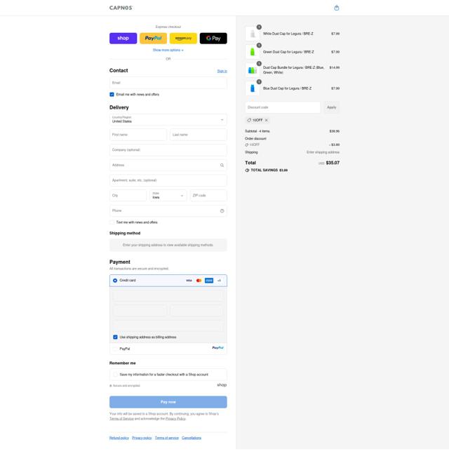 CAPNOS checkout page showing CAPNOS discount code box | Screenshot taken by SimplyCodes community member on Sep 16, 2025