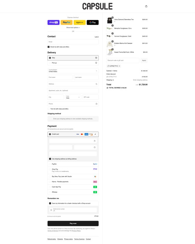 Capsule NYC checkout page showing Capsule NYC promo code box | Screenshot taken by SimplyCodes community member on Aug 27, 2025