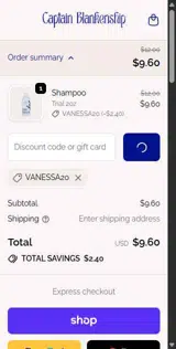 Captain Blankenship coupon verification screenshot