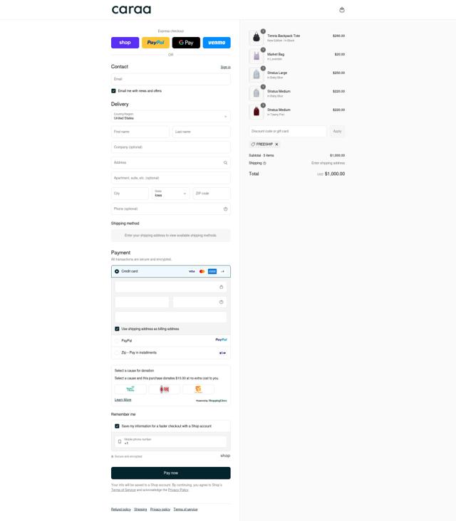 Caraa checkout page showing Caraa discount code box | Screenshot taken by SimplyCodes community member on Sep 12, 2025