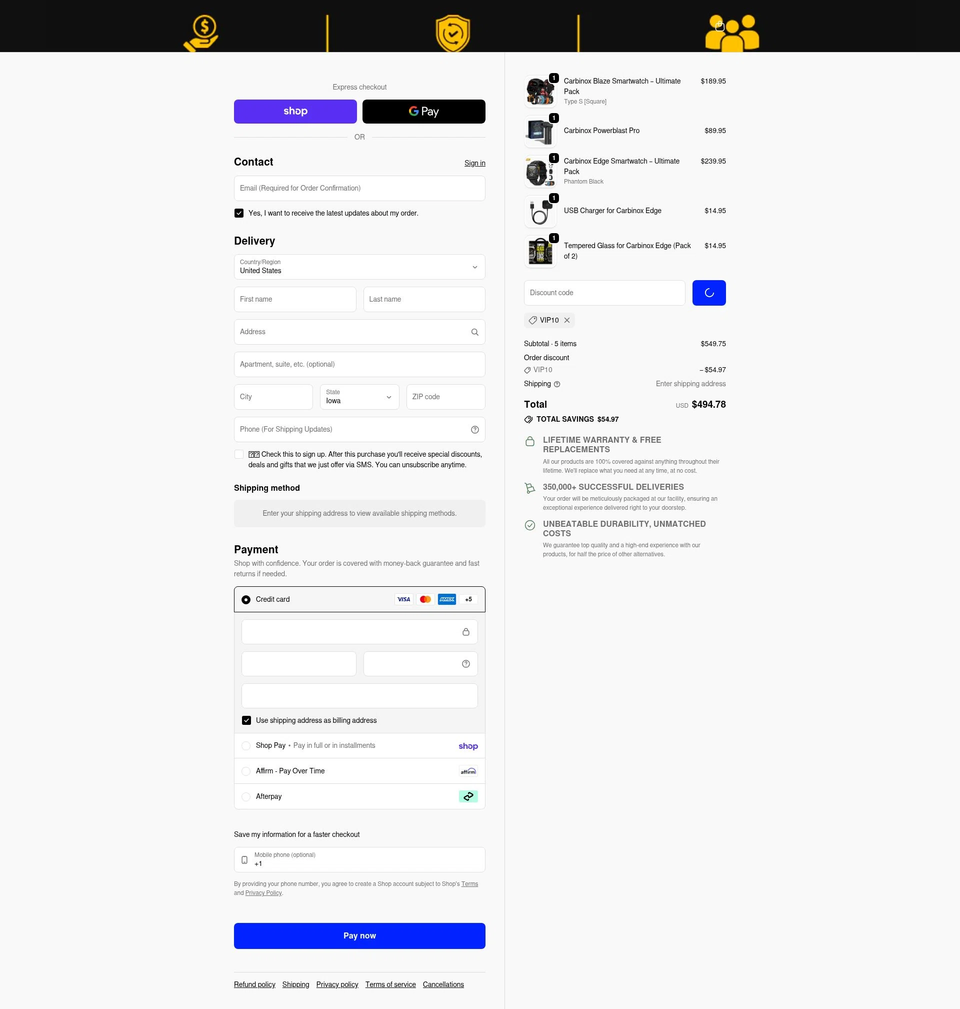 Carbinox checkout page showing Carbinox discount code box | Screenshot taken by SimplyCodes community member on Feb 11, 2026