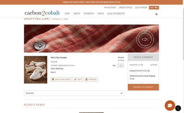 Carbon2Cobalt checkout page showing Carbon2Cobalt promo code box | Screenshot taken by SimplyCodes community member on Aug 28, 2025