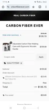 QUALITYITEMS coupon verification screenshot