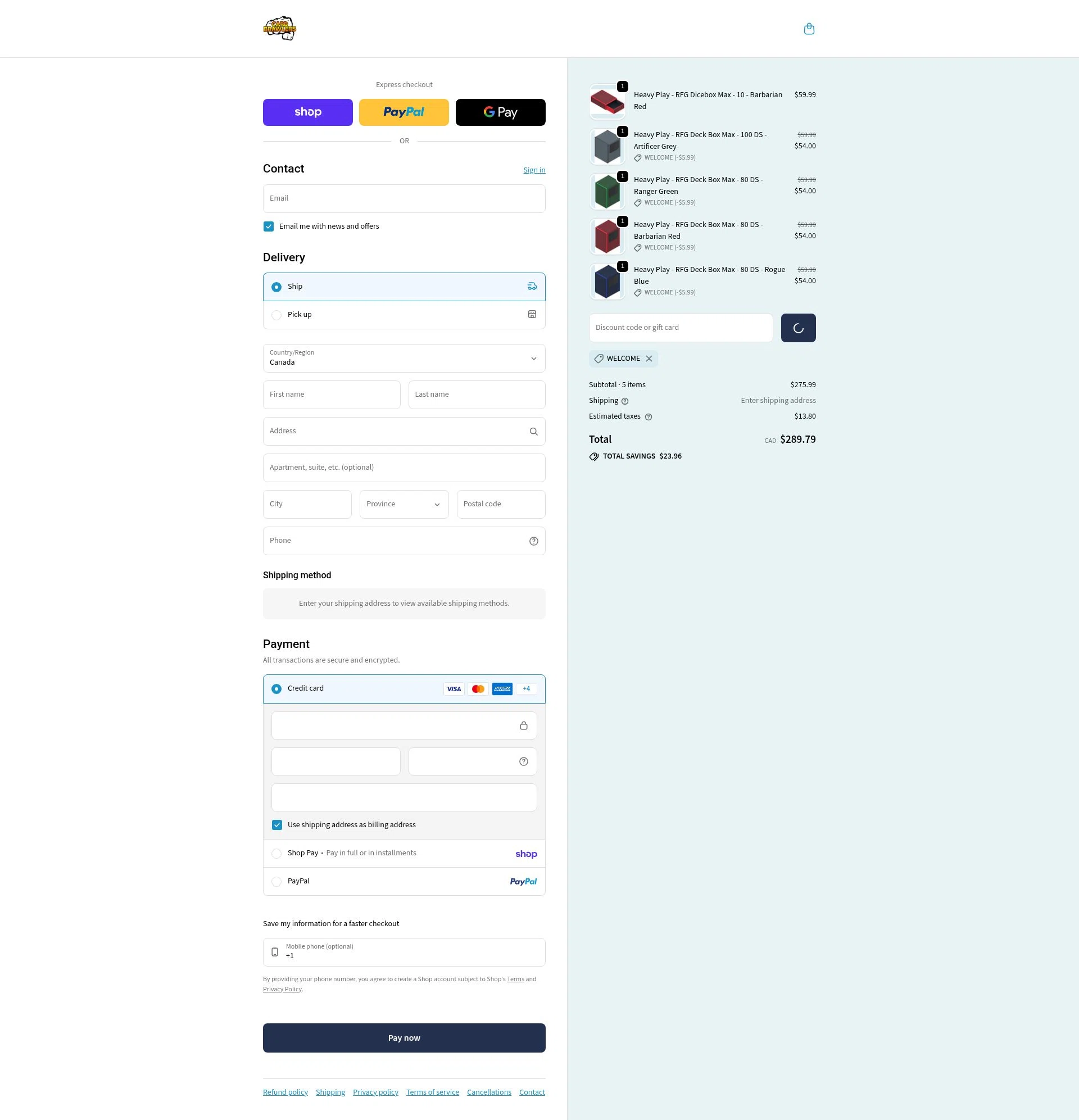 Card Brawlers checkout page showing Card Brawlers discount code box | Screenshot taken by SimplyCodes community member on Feb 1, 2026