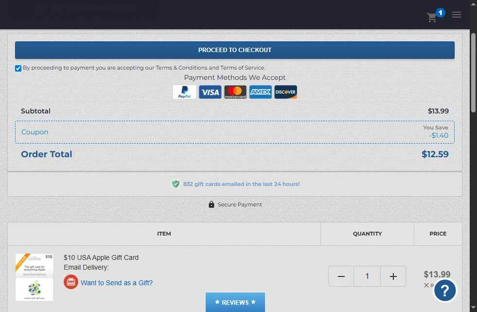 CardDelivery checkout page showing CardDelivery coupon code box | Screenshot taken by SimplyCodes community member on Dec 4, 2025
