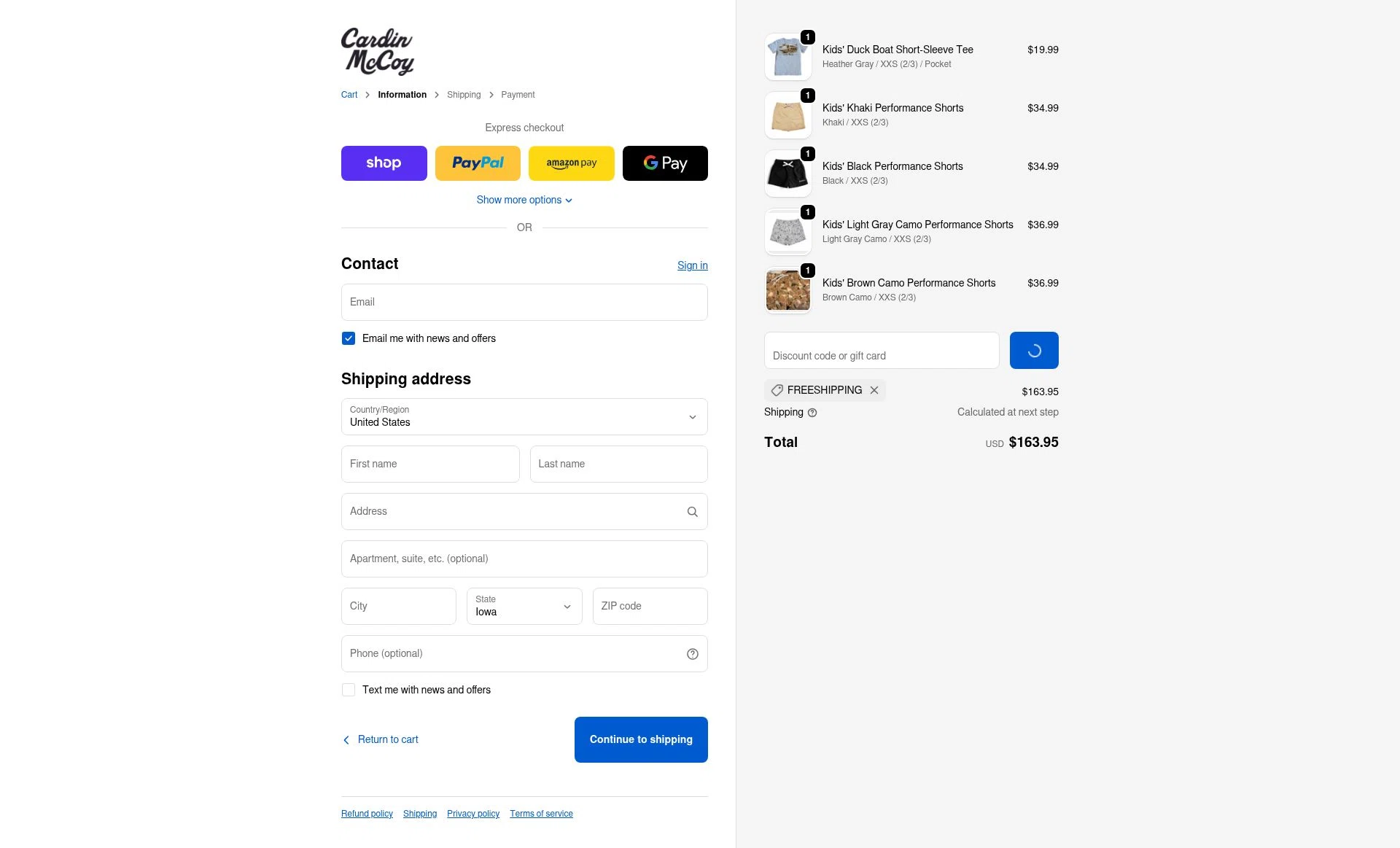 Cardin McCoy checkout page showing Cardin McCoy discount code box | Screenshot taken by SimplyCodes community member on Feb 13, 2026