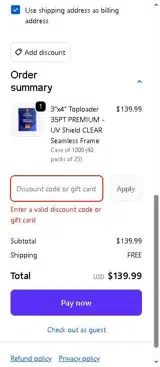 Cardshellz coupon verification screenshot