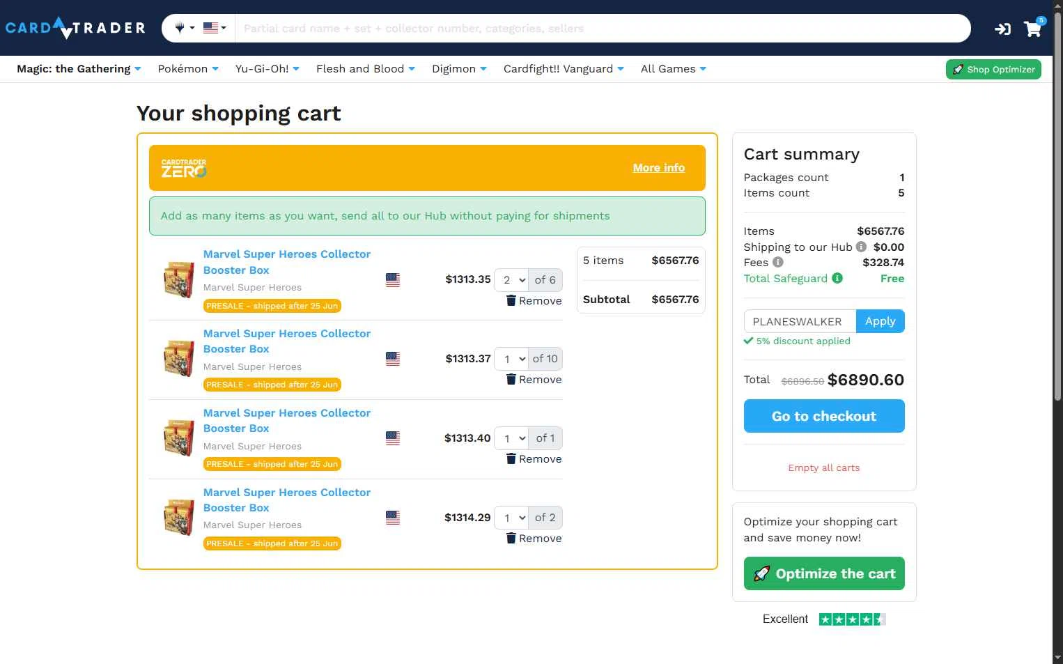 CardTrader checkout page showing CardTrader coupon code box | Screenshot taken by SimplyCodes community member on Feb 4, 2026