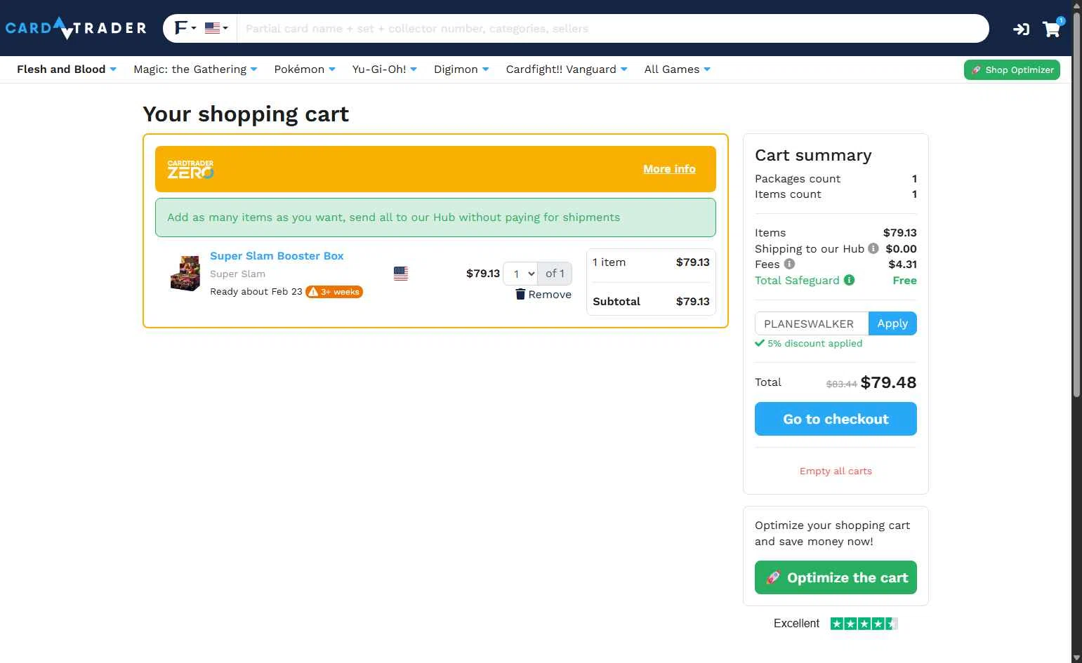 CardTrader checkout page showing CardTrader coupon code box | Screenshot taken by SimplyCodes community member on Jan 26, 2026
