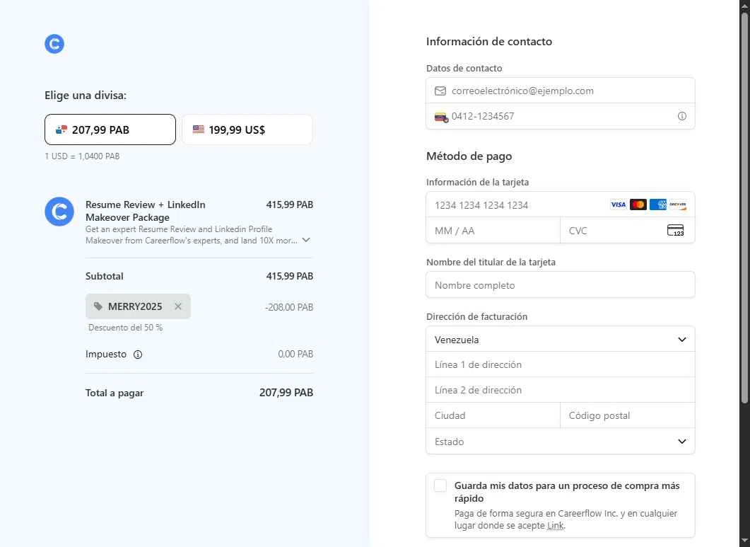 Careerflow checkout page showing Careerflow promo code box | Screenshot taken by SimplyCodes community member on Dec 15, 2025