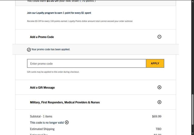 Carhartt checkout page showing Carhartt promo code box | Screenshot taken by SimplyCodes community member on Aug 24, 2025