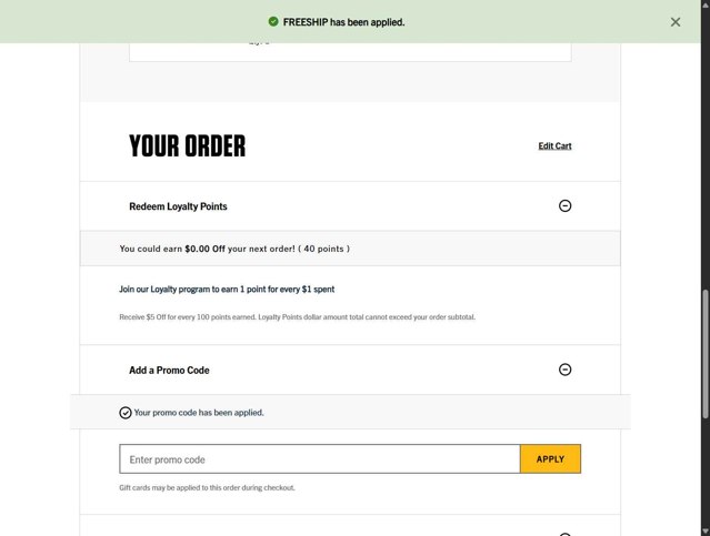 Carhartt checkout page showing Carhartt promo code box | Screenshot taken by SimplyCodes community member on Aug 27, 2025