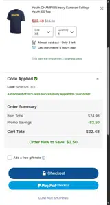 Carleton Knights coupon verification screenshot