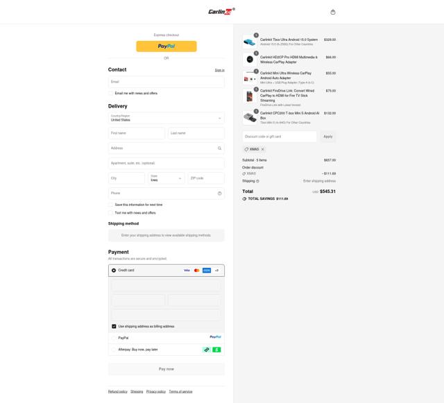 Carlinkit checkout page showing Carlinkit promo code box | Screenshot taken by SimplyCodes community member on Sep 11, 2025