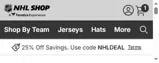 Carolina Hurricanes Shop coupon verification screenshot
