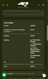 Carolindica coupon verification screenshot