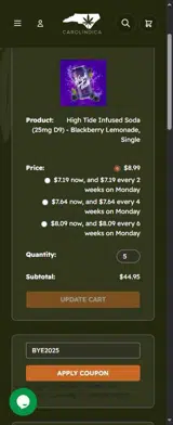 Carolindica coupon verification screenshot