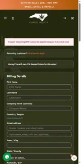 Carolindica coupon verification screenshot