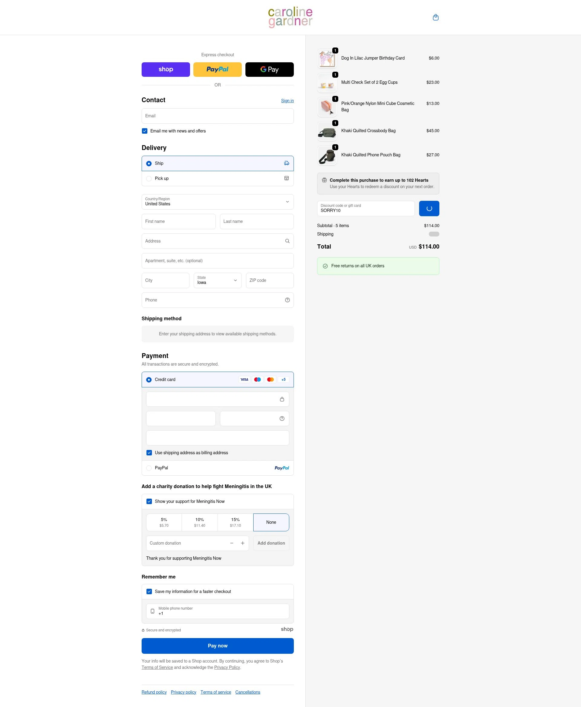 Caroline Gardner checkout page showing Caroline Gardner promo code box | Screenshot taken by SimplyCodes community member on Dec 28, 2025