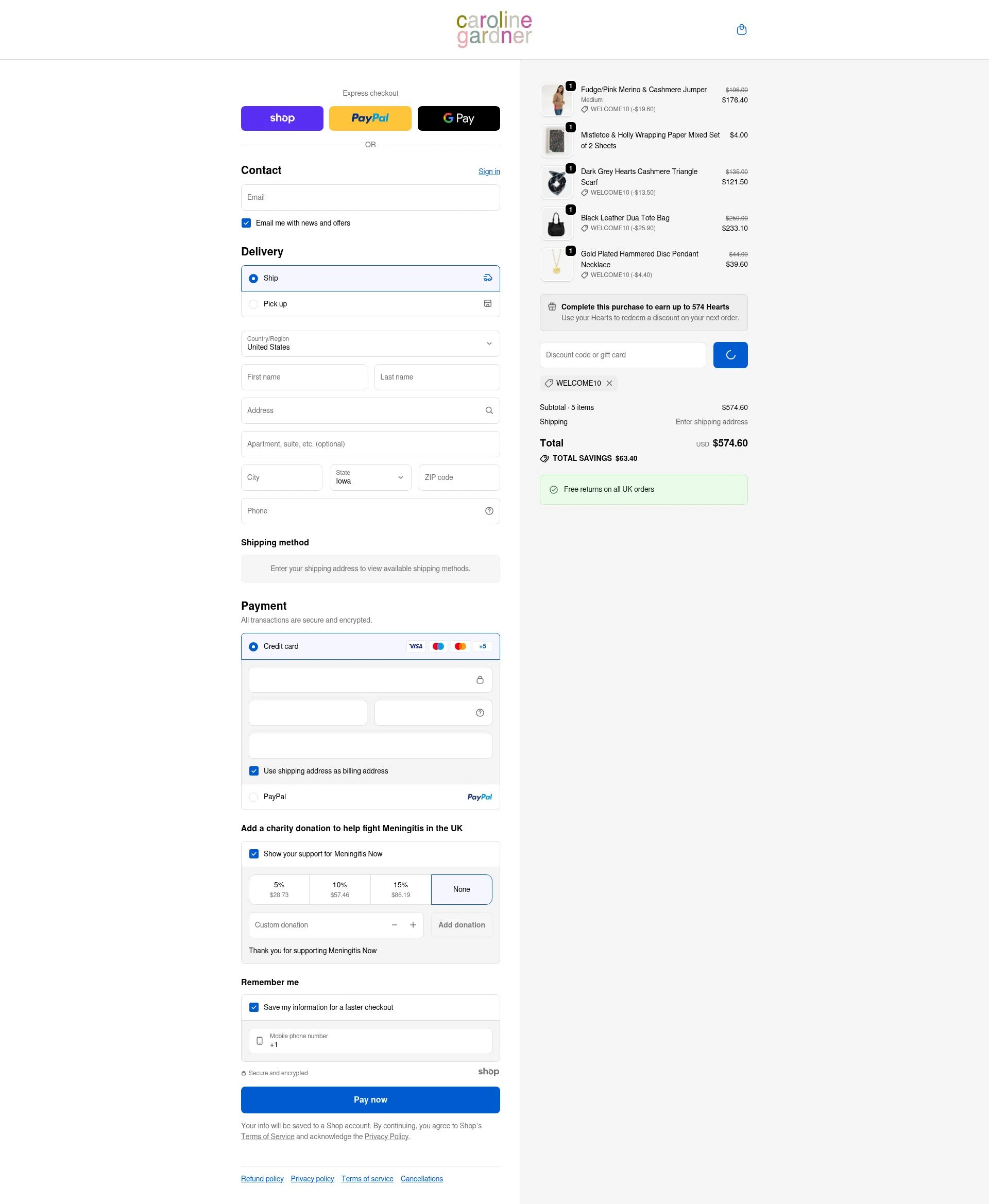 Caroline Gardner checkout page showing Caroline Gardner promo code box | Screenshot taken by SimplyCodes community member on Jan 7, 2026
