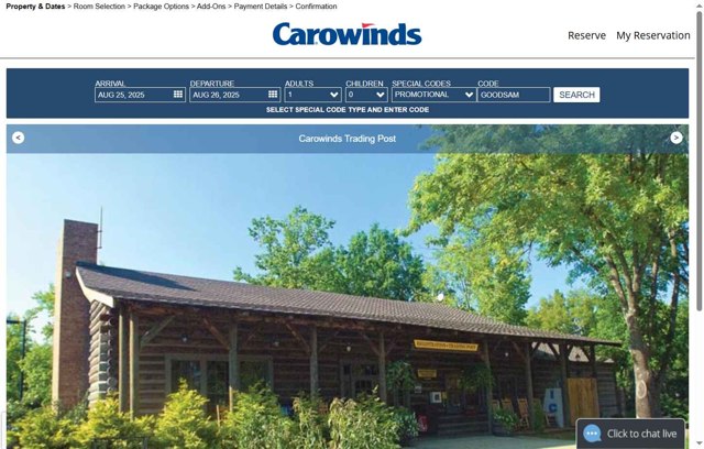 Carowinds checkout page showing Carowinds promo code box | Screenshot taken by SimplyCodes community member on Aug 25, 2025