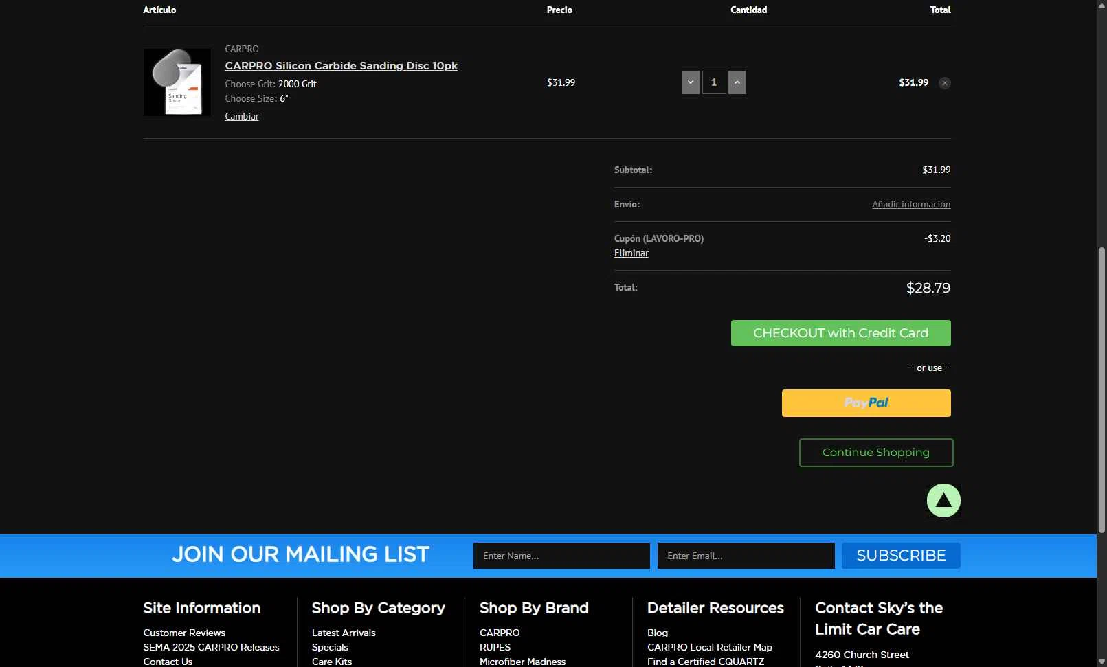 CarPro checkout page showing CarPro coupon code box | Screenshot taken by SimplyCodes community member on Dec 16, 2025